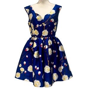 NWOT Ark & Co Royal Blue Floral Cocktail Dress | Fit & Flare (M)